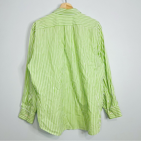 Lauren Ralph Lauren Green Striped Oversized Oxford Shirt 16 - Picture 6 of 7